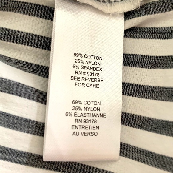 Tahari Black & White Striped Button Down Blouse. 3/4 Sleeves. High/Low. Size L - Picture 8 of 11